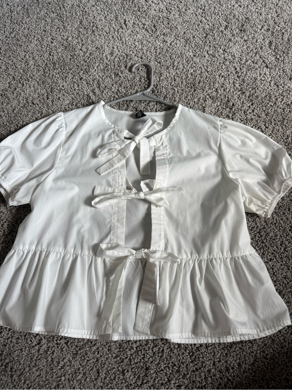 SHEIN White Tie-Front Peplum Blouse